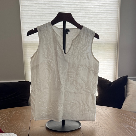 Talbots White Sequins Sleeveless Top - Picture 1 of 4